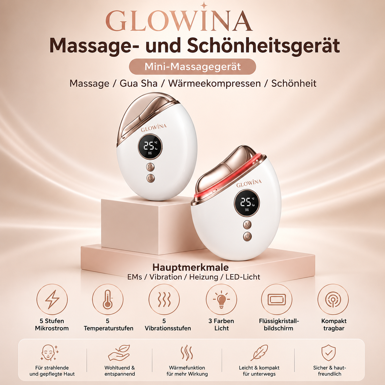 Glowina EMS Gesichts Massagegerät