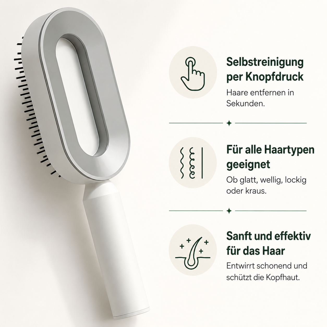 SELBSTREINIGENDE LUXUS-HAARBÜRSTE
