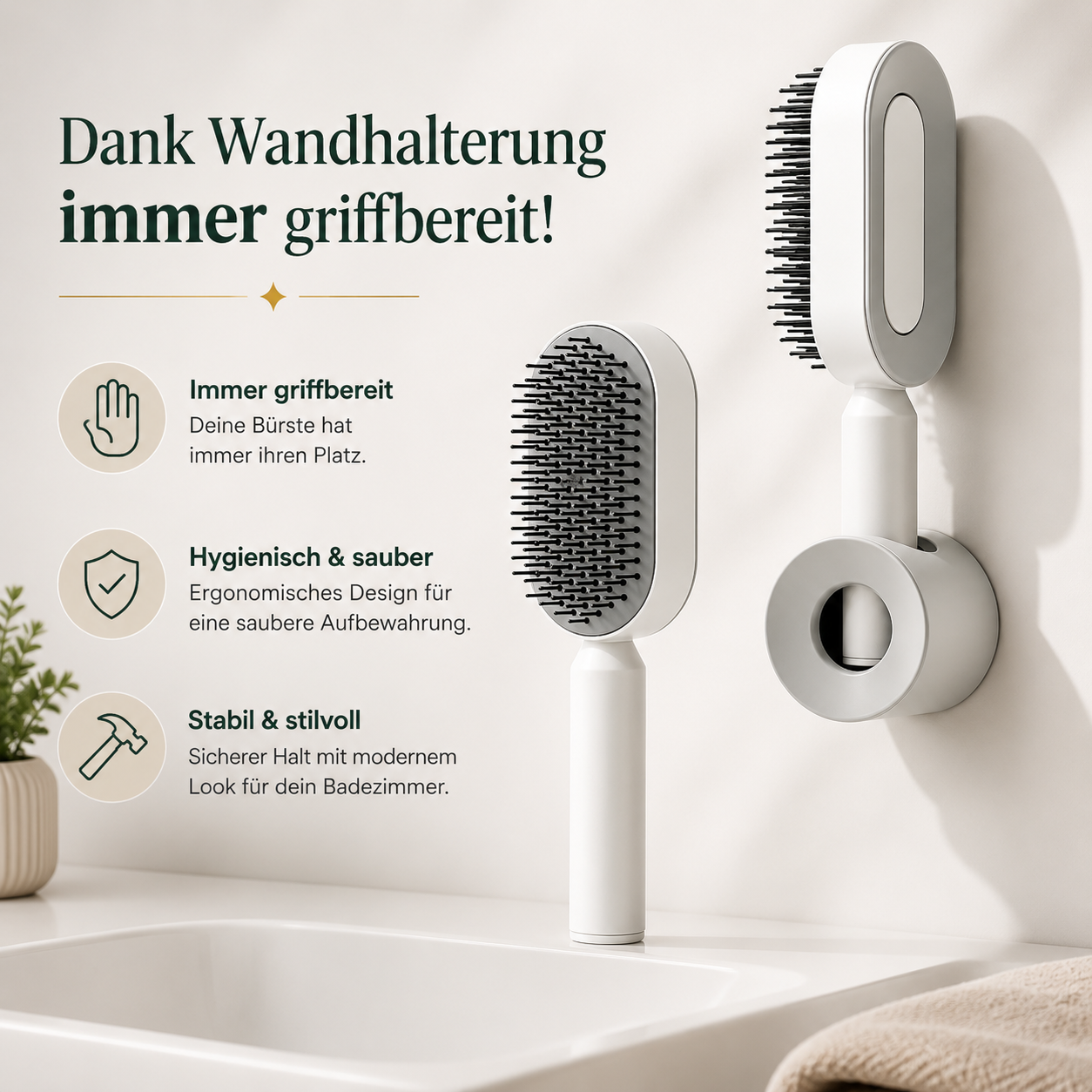 SELBSTREINIGENDE LUXUS-HAARBÜRSTE
