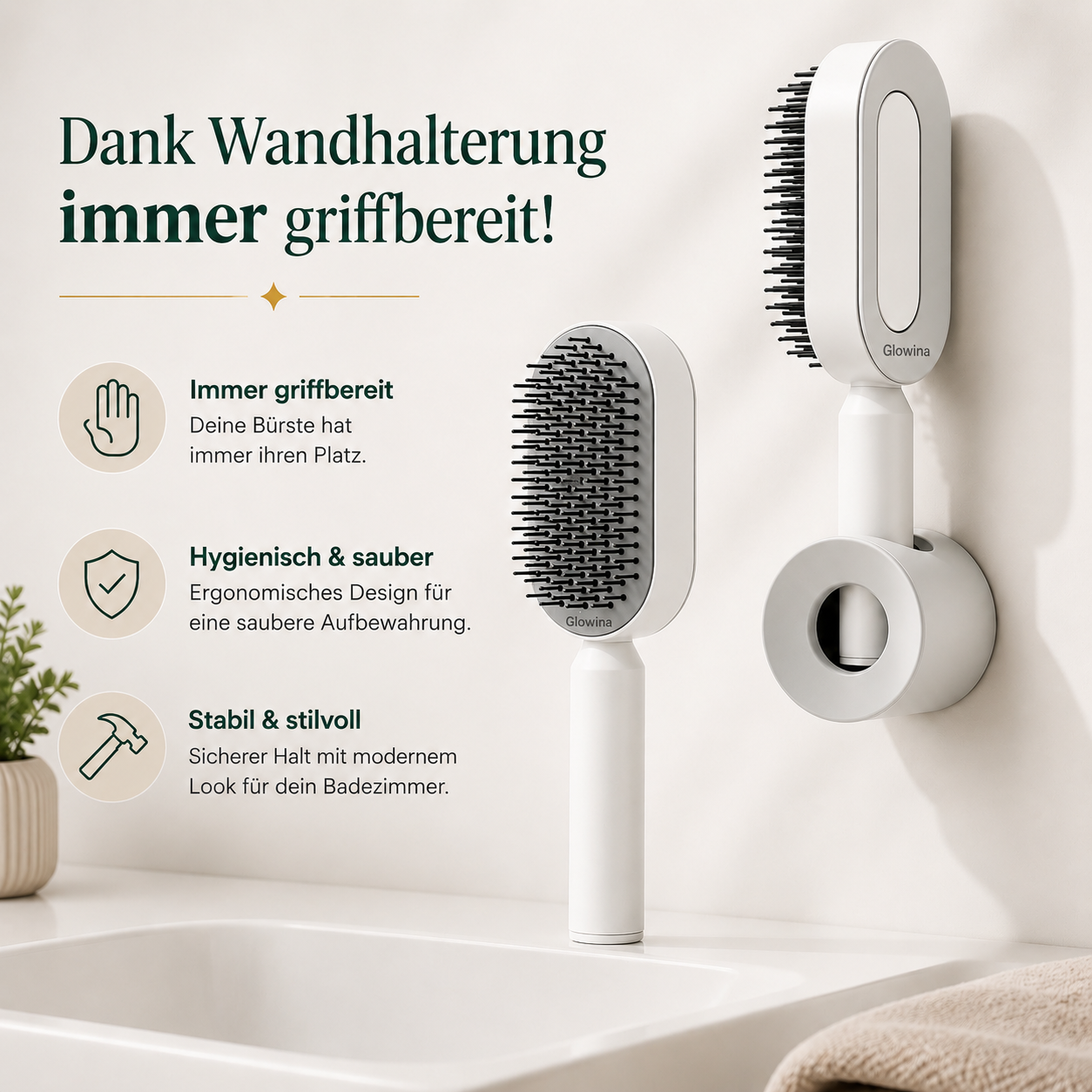 SELBSTREINIGENDE LUXUS-HAARBÜRSTE