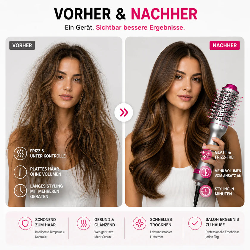 4-in-1 Heißluftbürste Glowina | Glänzendes Haar & Volumen in Minuten